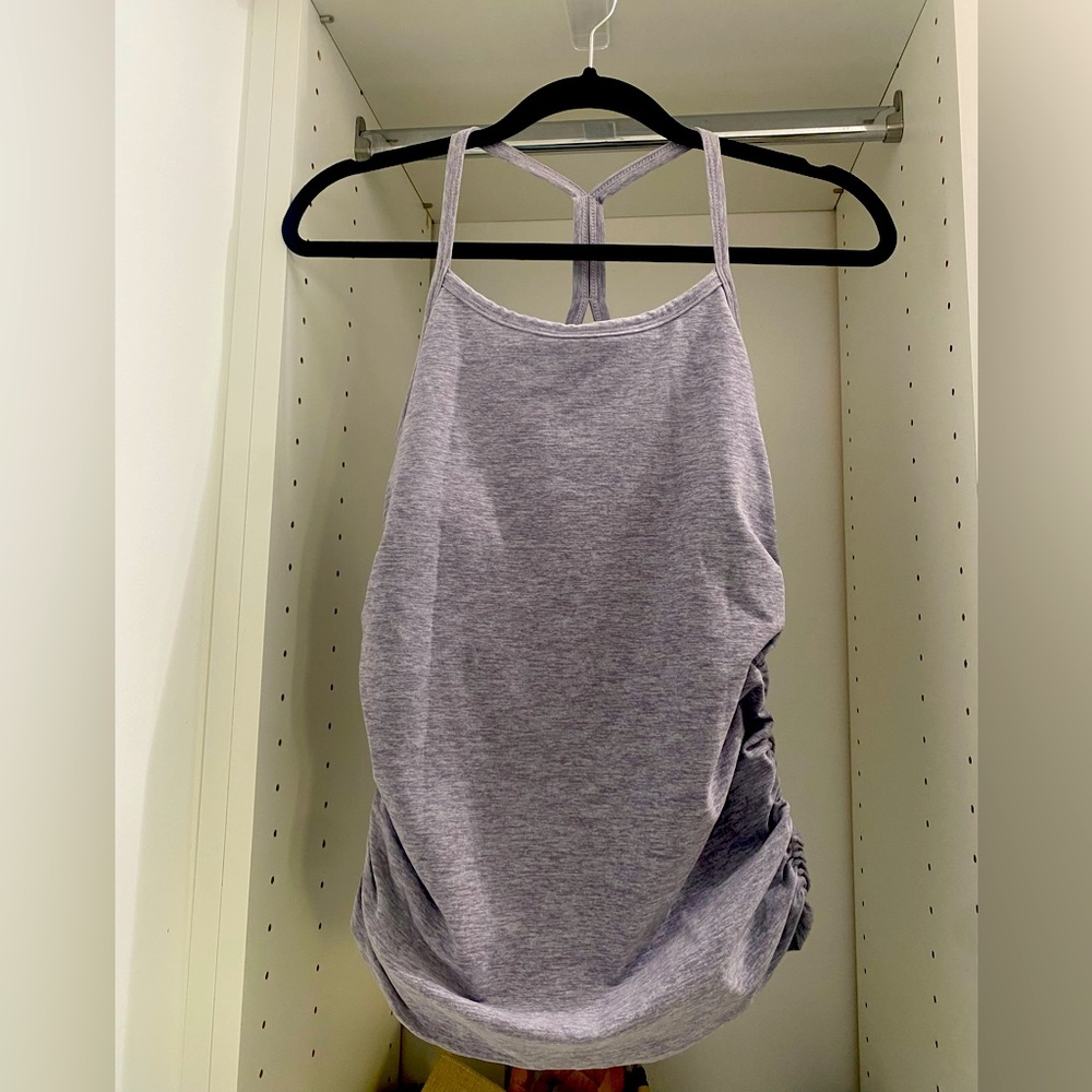 Spacedye keep your cool maternity slim racerback tank in heather grey